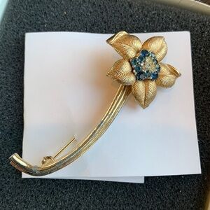 Marcel Boucher | Vintage Diamanté Flower 50’s Brooch Pin Stamped Mark / Numbered